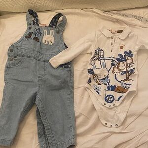 Blue Corduroy Overalls & Top for Kids